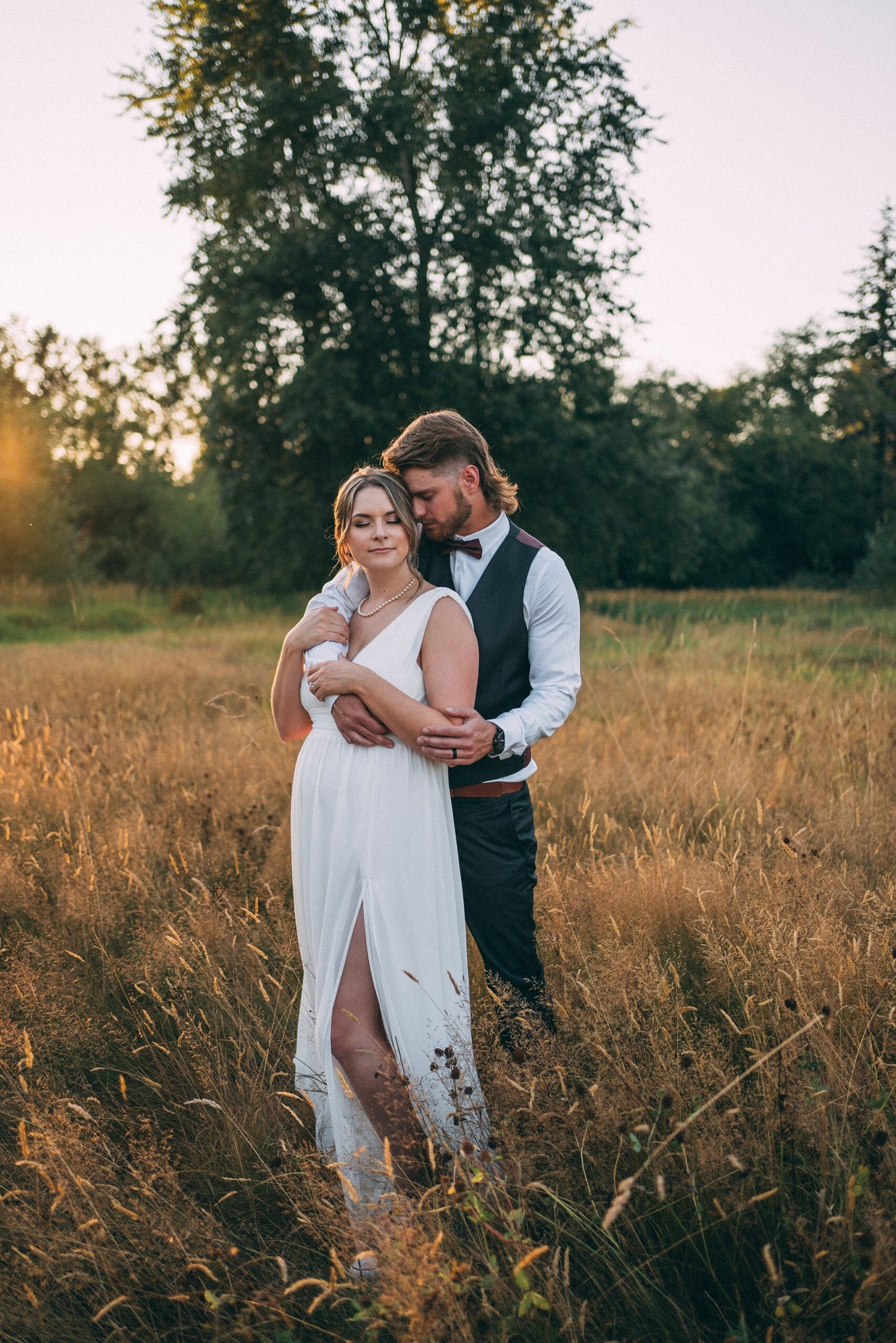 Golden hour wedding photos at Campbell Valley, Langley Wedding Photographer